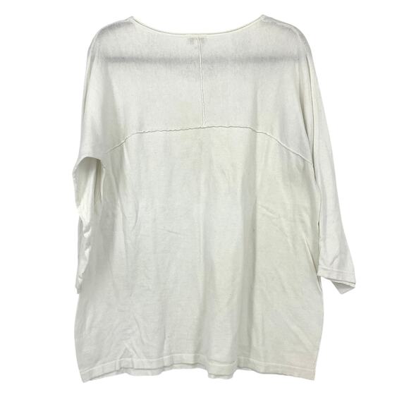 Weekends By Chicos 3/4 Sleeve Knit Top Womens Size 2 US L White - Picture 2 of 4